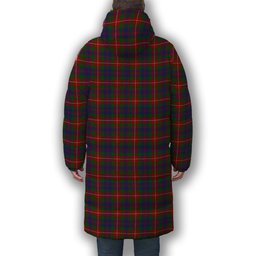 ScotsTee Shop Scottish Fraser of Lovat Crest Tartan Long Down Jacket Winter White Duck Down Plaid