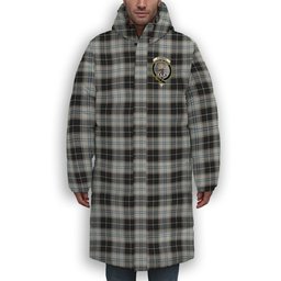 ScotsTee Shop Scottish Forbes Dress Originaux Crest Tartan Long Down Jacket Winter White Duck Down Plaid