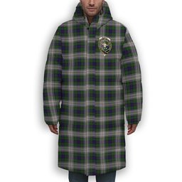 ScotsTee Shop Scottish Murray of Atholl Dress Crest Tartan Long Down Jacket Winter White Duck Down Plaid