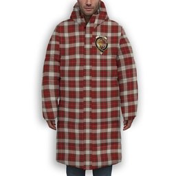 ScotsTee Shop Scottish McPhee Dress Ancient Crest Tartan Long Down Jacket Winter White Duck Down Plaid