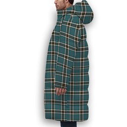 ScotsTee Shop Scottish Thompson Dress Blue Ancient Crest Tartan Long Down Jacket Winter White Duck Down Plaid