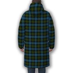 ScotsTee Shop Scottish MacNeil of Barra Crest Tartan Long Down Jacket Winter White Duck Down Plaid