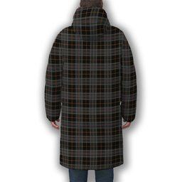 ScotsTee Shop Scottish Turnbull, Dress Bruce Crest Tartan Long Down Jacket Winter White Duck Down Plaid