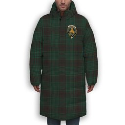 ScotsTee Shop Scottish McGillivray Hunting Modern Crest Tartan Long Down Jacket Winter White Duck Down Plaid