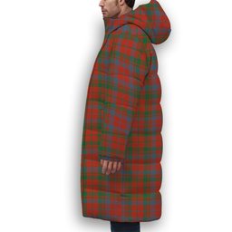 ScotsTee Shop Scottish Lumsden of Kintore Ancient Crest Tartan Long Down Jacket Winter White Duck Down Plaid