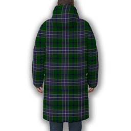 ScotsTee Shop Scottish Wishart Hunting Modern Crest Tartan Long Down Jacket Winter White Duck Down Plaid