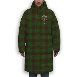 ScotsTee Shop Scottish MacAlister of Glenbarr Hunting Crest Tartan Long Down Jacket Winter White Duck Down Plaid