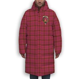 ScotsTee Shop Scottish Lumsden of Clova Modern Crest Tartan Long Down Jacket Winter White Duck Down Plaid