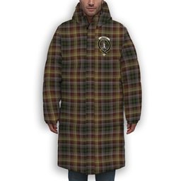 ScotsTee Shop Scottish MacKay of Strathnaver Crest Tartan Long Down Jacket Winter White Duck Down Plaid