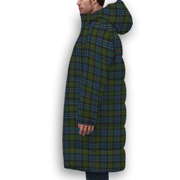 ScotsTee Shop Scottish Newlands of Lauriston Crest Tartan Long Down Jacket Winter White Duck Down Plaid