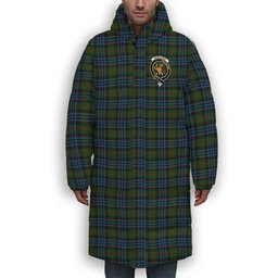ScotsTee Shop Scottish Newlands of Lauriston Crest Tartan Long Down Jacket Winter White Duck Down Plaid