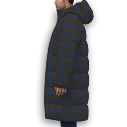 ScotsTee Shop Scottish Stewart of Appin 2 Crest Tartan Long Down Jacket Winter White Duck Down Plaid