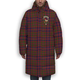 ScotsTee Shop Scottish MacDonald of Boisdale Crest Tartan Long Down Jacket Winter White Duck Down Plaid