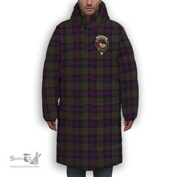 ScotsTee Shop Scottish MacDonald of Clanranald Crest Tartan Long Down Jacket Winter White Duck Down Plaid
