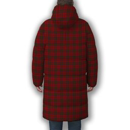 ScotsTee Shop Scottish MacDonell of Keppoch Crest Tartan Long Down Jacket Winter White Duck Down Plaid
