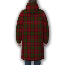 ScotsTee Shop Scottish Shaw of Tordarroch Red Dress Crest Tartan Long Down Jacket Winter White Duck Down Plaid