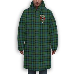 ScotsTee Shop Scottish MacLeod of Skye Ancient Crest Tartan Long Down Jacket Winter White Duck Down Plaid