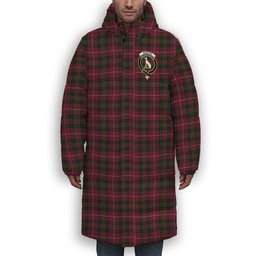 ScotsTee Shop Scottish Hunter of Bute Crest Tartan Long Down Jacket Winter White Duck Down Plaid