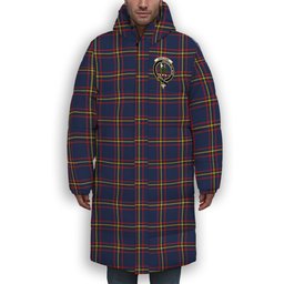 ScotsTee Shop Scottish MacLaine of Lochbuie Hunting Modern Crest Tartan Long Down Jacket Winter White Duck Down Plaid