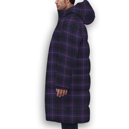ScotsTee Shop Scottish MacIver of Strome Crest Tartan Long Down Jacket Winter White Duck Down Plaid