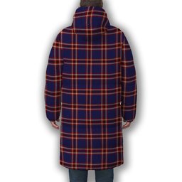 ScotsTee Shop Scottish Laing of Archiestown Crest Tartan Long Down Jacket Winter White Duck Down Plaid