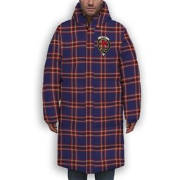 ScotsTee Shop Scottish Laing of Archiestown Crest Tartan Long Down Jacket Winter White Duck Down Plaid