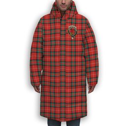 ScotsTee Shop Scottish Stuart of Bute SC Crest Tartan Long Down Jacket Winter White Duck Down Plaid