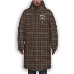 ScotsTee Shop Scottish Murray of Atholl Weathered Crest Tartan Long Down Jacket Winter White Duck Down Plaid