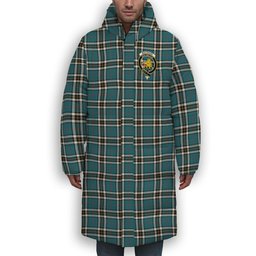ScotsTee Shop Scottish MacTavish Dress Ancient Crest Tartan Long Down Jacket Winter White Duck Down Plaid