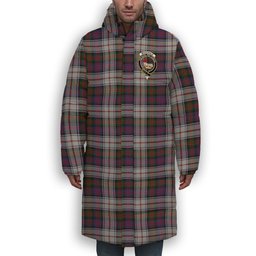ScotsTee Shop Scottish McDonald Dress Modern Crest Tartan Long Down Jacket Winter White Duck Down Plaid