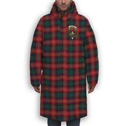 ScotsTee Shop Scottish Rattray of Lude Modern Crest Tartan Long Down Jacket Winter White Duck Down Plaid