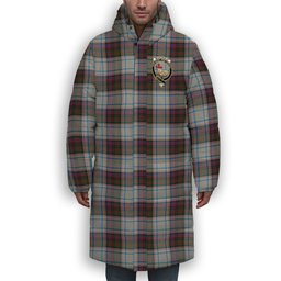 ScotsTee Shop Scottish McDonald Dress Ancient Crest Tartan Long Down Jacket Winter White Duck Down Plaid