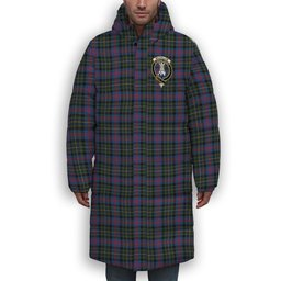 ScotsTee Shop Scottish McCallum of Berwick Modern Crest Tartan Long Down Jacket Winter White Duck Down Plaid