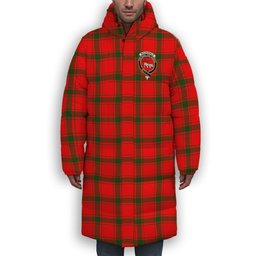 ScotsTee Shop Scottish MacDonald of Sleat SC Crest Tartan Long Down Jacket Winter White Duck Down Plaid