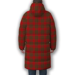 ScotsTee Shop Scottish MacAlister of Glenbarr Modern Crest Tartan Long Down Jacket Winter White Duck Down Plaid