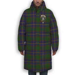 ScotsTee Shop Scottish Strang of Balkaskie Crest Tartan Long Down Jacket Winter White Duck Down Plaid