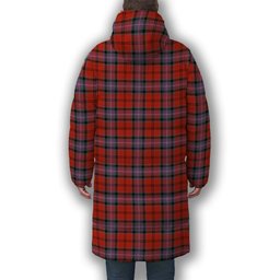 ScotsTee Shop Scottish Kelly of Sleat Red Ancient Crest Tartan Long Down Jacket Winter White Duck Down Plaid