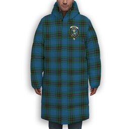 ScotsTee Shop Scottish Murray of Elibank Ancient Crest Tartan Long Down Jacket Winter White Duck Down Plaid