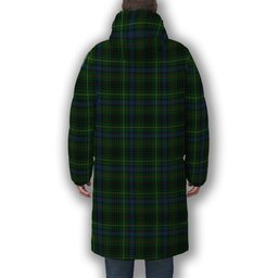 ScotsTee Shop Scottish Stewart Hunting Modern Crest Tartan Long Down Jacket Winter White Duck Down Plaid