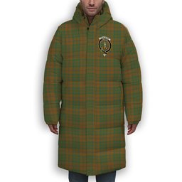 ScotsTee Shop Scottish McAlister of Glenbarr Hunting Modern Crest Tartan Long Down Jacket Winter White Duck Down Plaid