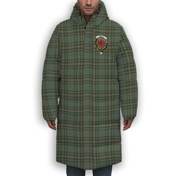 ScotsTee Shop Scottish Kelly Dress Crest Tartan Long Down Jacket Winter White Duck Down Plaid