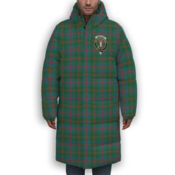 ScotsTee Shop Scottish Robertson of Struan Ancient Crest Tartan Long Down Jacket Winter White Duck Down Plaid