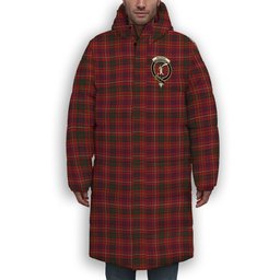 ScotsTee Shop Scottish MacRae of Inverinate Crest Tartan Long Down Jacket Winter White Duck Down Plaid