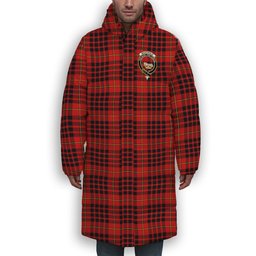 ScotsTee Shop Scottish McDonald of Ardnamurchan Modern Crest Tartan Long Down Jacket Winter White Duck Down Plaid
