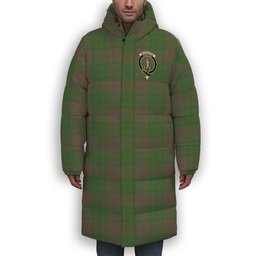 ScotsTee Shop Scottish MacAlister of Glenbarr Hunting Ancient Crest Tartan Long Down Jacket Winter White Duck Down Plaid