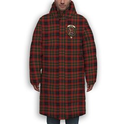 ScotsTee Shop Scottish Innes of Moray Crest Tartan Long Down Jacket Winter White Duck Down Plaid