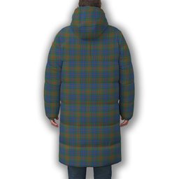 ScotsTee Shop Scottish Stewart of Appin Hunting Ancient Crest Tartan Long Down Jacket Winter White Duck Down Plaid