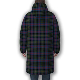 ScotsTee Shop Scottish Malcolm of Berwick Modern Crest Tartan Long Down Jacket Winter White Duck Down Plaid