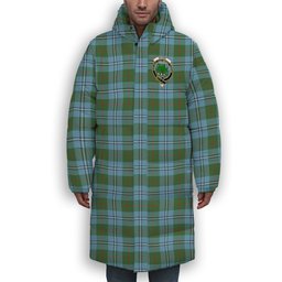 ScotsTee Shop Scottish Irvine of Glentulchan Modern Crest Tartan Long Down Jacket Winter White Duck Down Plaid