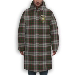ScotsTee Shop Scottish Stewart of Appin Dress Crest Tartan Long Down Jacket Winter White Duck Down Plaid